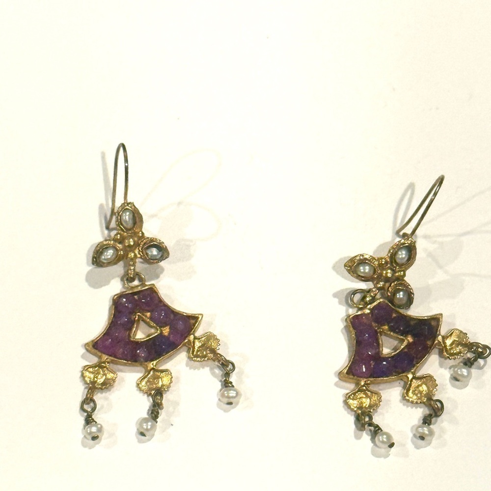 Elegant Gold and Purple Earrings